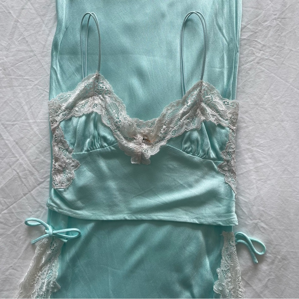 VRG GRL At The Afterparty Bias Cut Cami + Midi Skirt – Sky - Picture 7 of 12